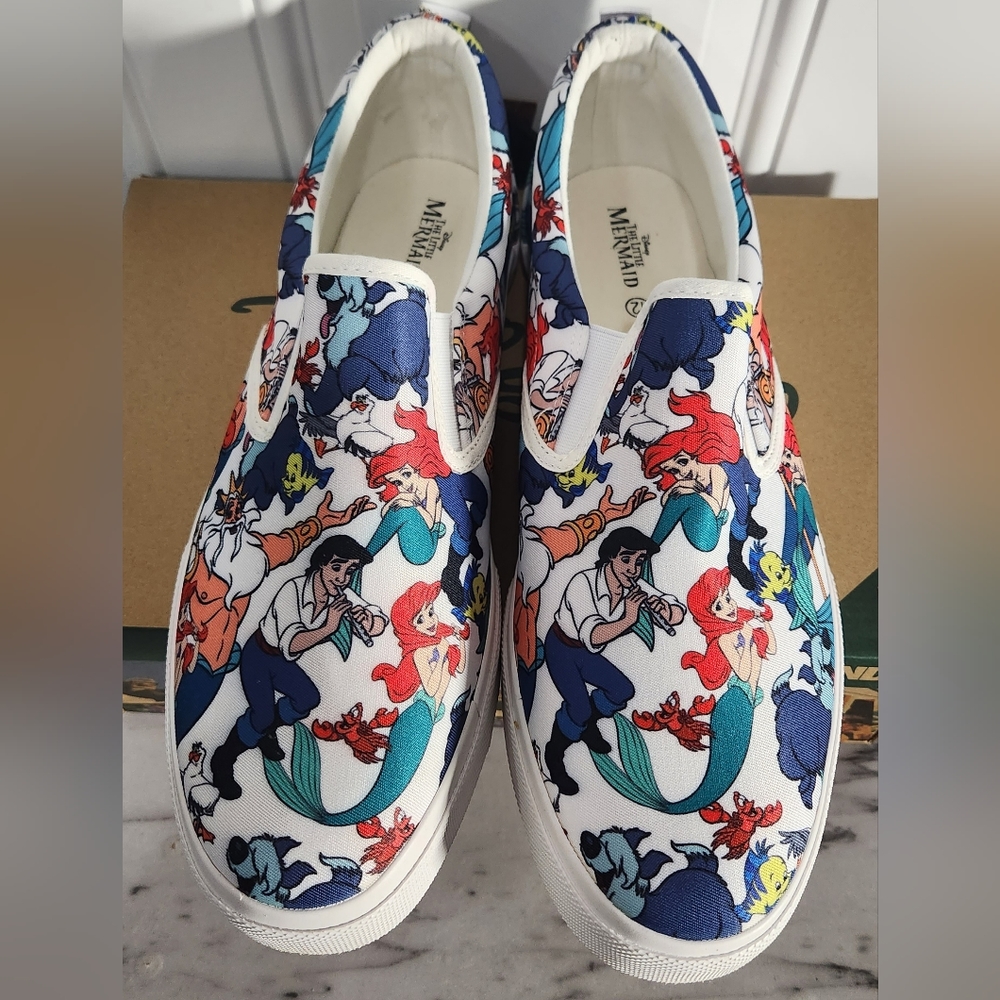 NIB NWT GroundUp Disney The Little Mermaid slip on sneakers women's size…